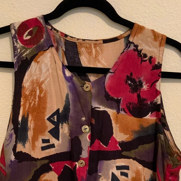 Vintage Funky print handmade High low tank top - Picture 4 of 5